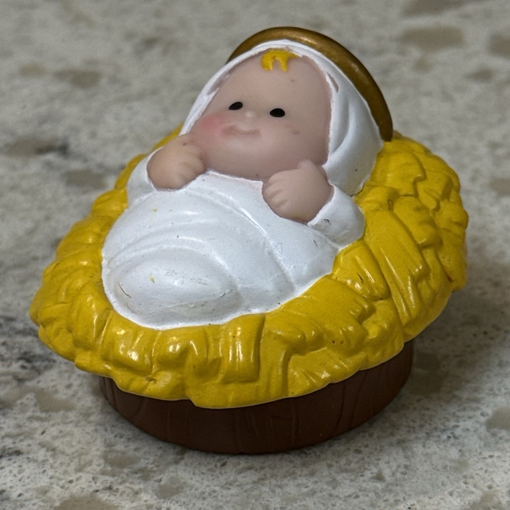 Fisher Price Little People Nativity Baby Jesus Christmas Straw Manger 2001 2009